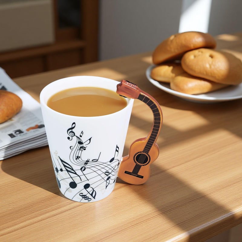 LanHong Guitar Mug Guitar Coffee Mug Gift for Guitar Players Musician - 13.5 oz Guitar Cup Gifts for Music Lovers - Music Coffee Mugs Birthday Christmas Gifts for Men Women (Acoustic) - Image 4